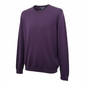 Brooks Brothers Sweater Mens XLarge Purple Saxxon Wool Crew Neck Career Casual